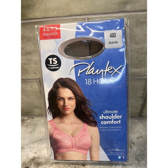 Playtex 18 Hour Wirefree TruSupport Bra Size 40D 4693 Bella Rose Shoulder Comf - Picture 1 of 6